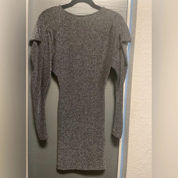 Isabel Marant Waden Stretch Metallic Silver Mini Dress Size 36/US 6 - Picture 8 of 9